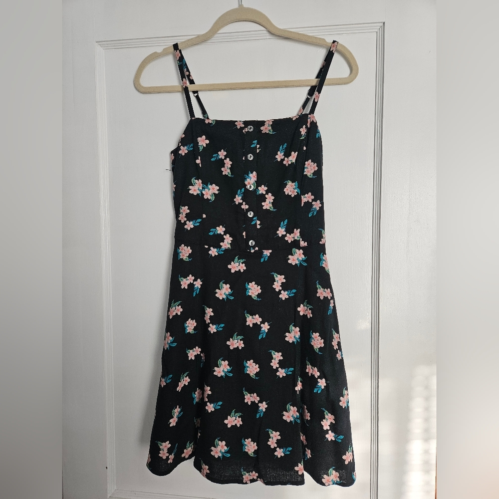 🆕️Hollister Floral Black Spaghetti Strap Dress